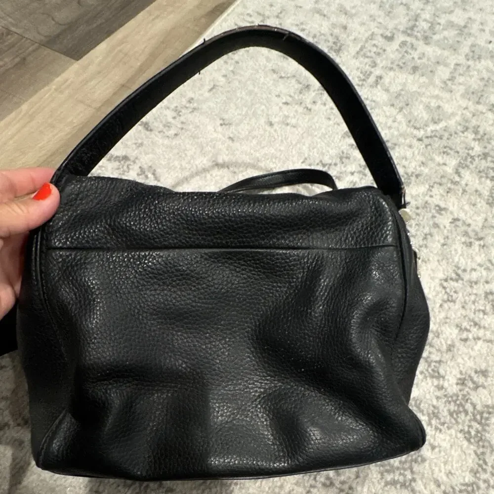 kate spade new york Black Pebbled Shoulder/Crossbody Bag Zip Tassel Medium